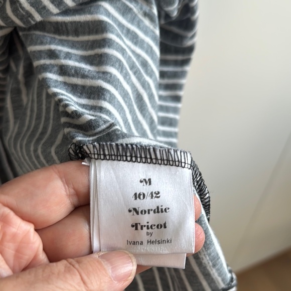 Nordic Tricot by Ivana Helsinki Mini Black White Striped Dress with 3/4 Sleeves - Picture 6 of 14